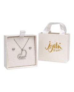 Collar y pendientes para mamá en caja de regalo.