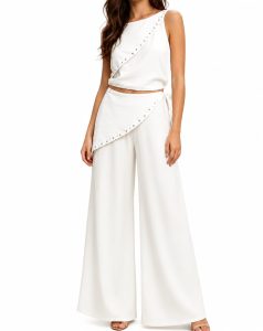 Pantalón Palazzo Con Pañuelo De Tachas