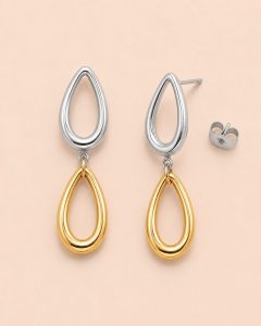 Pendientes Acero Gotas Bicolor