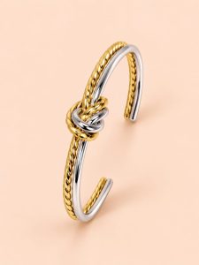 Pulsera Acero Rígida Nudo Bicolor